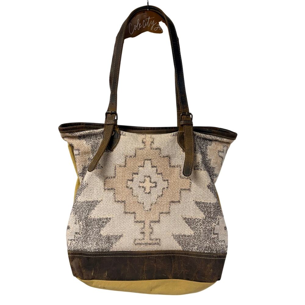 Myra Bag Tote Slouchy Southwestern Brown Textured Boho
